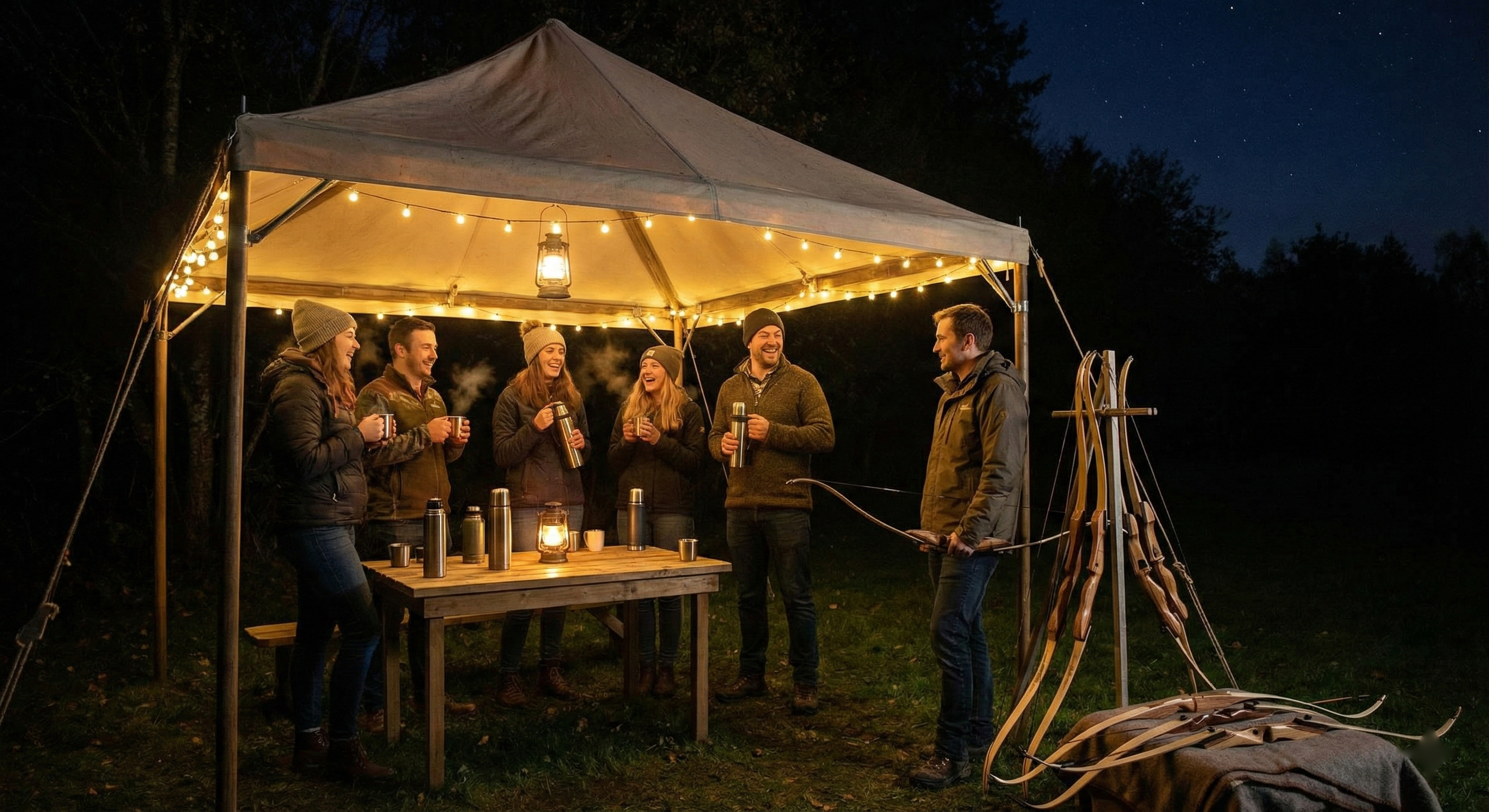 Nachtbogenschießen: Nacht während des Teamevents (KI-generiertes Symbolbild)
