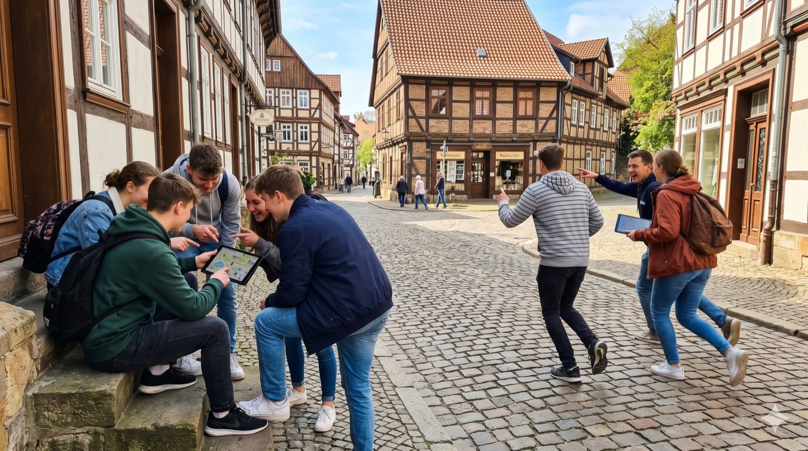 Team beim GPS Stadtrallye - Impression vom Eventtag (KI-generiertes Symbolbild)